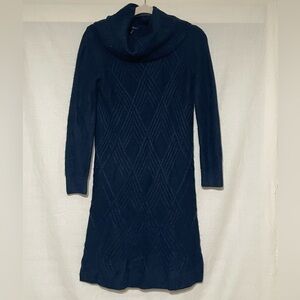 Banana Republic Blue  Cow Neck Sweater Dress With  Diamond Design On Front